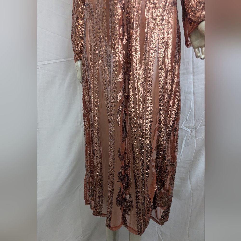 Southern Fried Chics NWT Copper Sequin Duster Medium - Picture 4 of 14